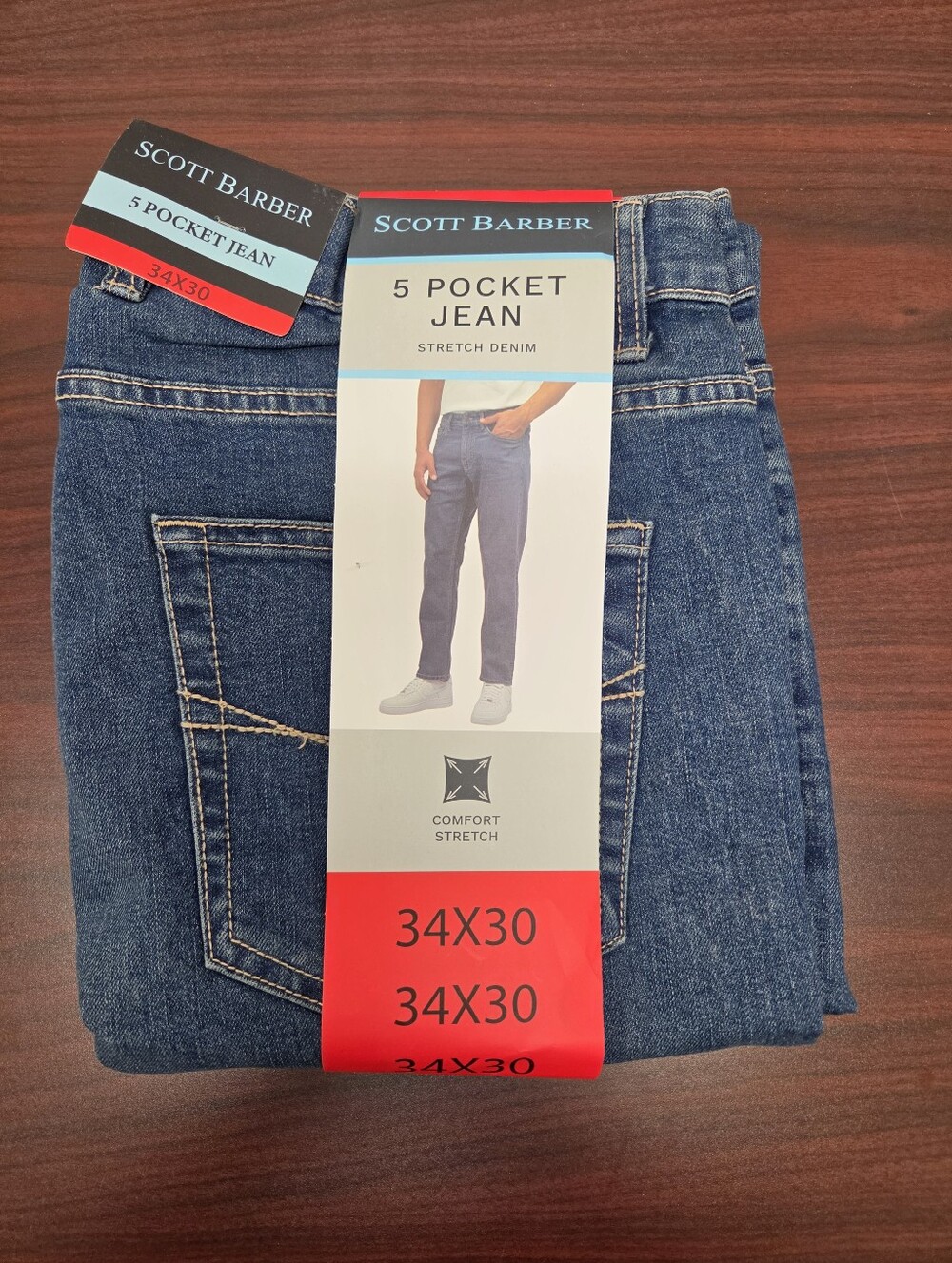 Scott Barber Straight Fit 5-Pocket Jeans - Blue  34" x 30"  NEW